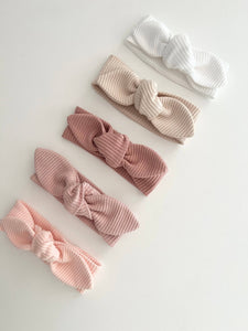 Rai & Co Ribbed Knotted Headbands: Light Pink