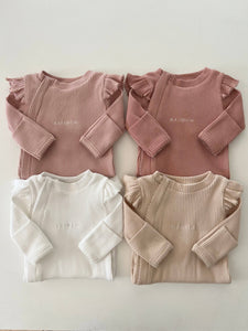 Rai & Co Frill Ribbed Jumpsuit: Light Pink