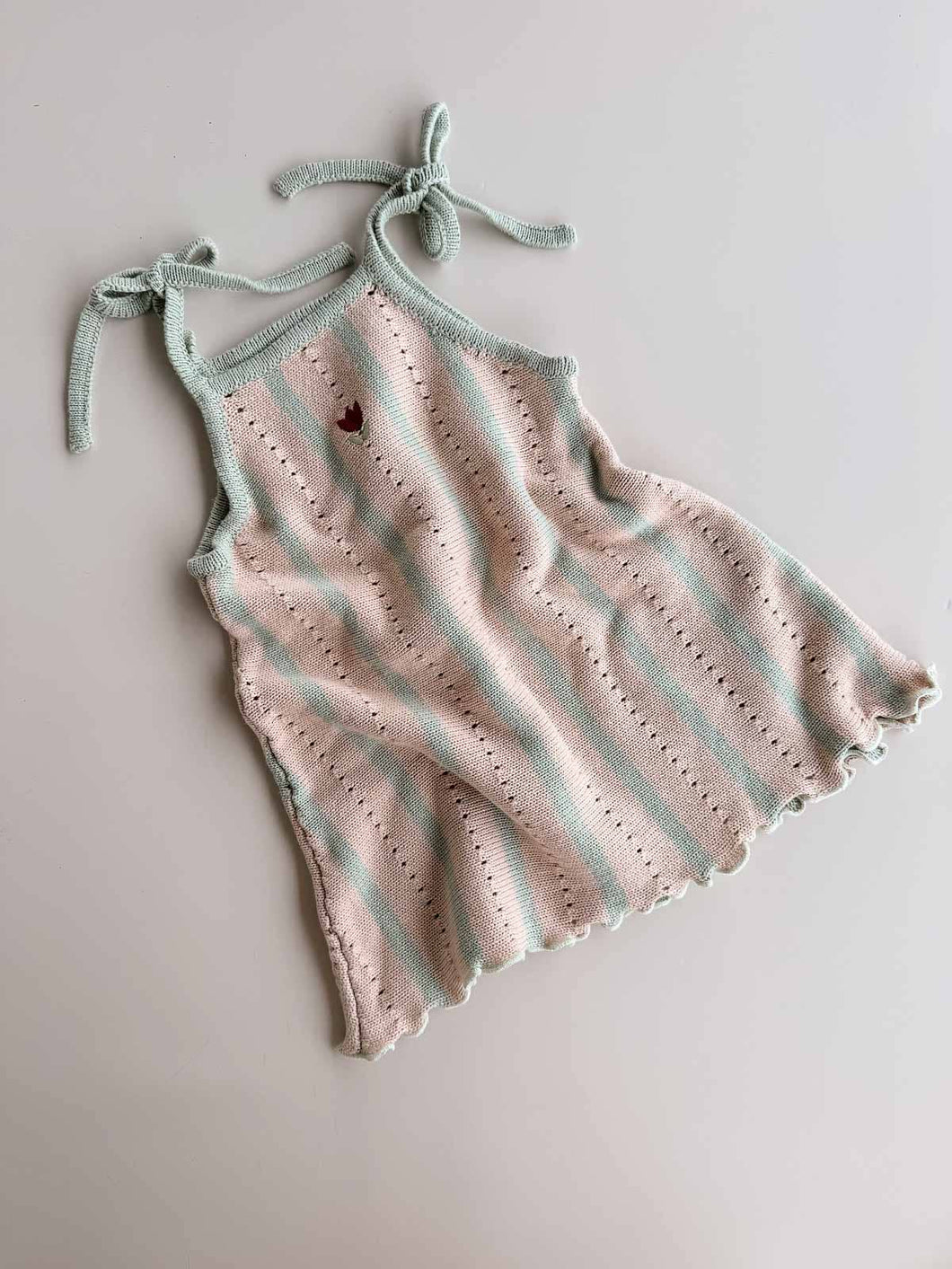 Freckles - Cotton Tie Dress | Mist Stripe