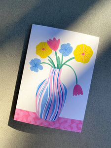 Flowers Pastel Vase Card - Floral Card | Everyday Greeting