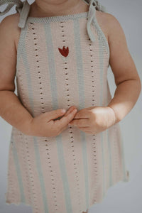 Freckles - Cotton Tie Dress | Mist Stripe