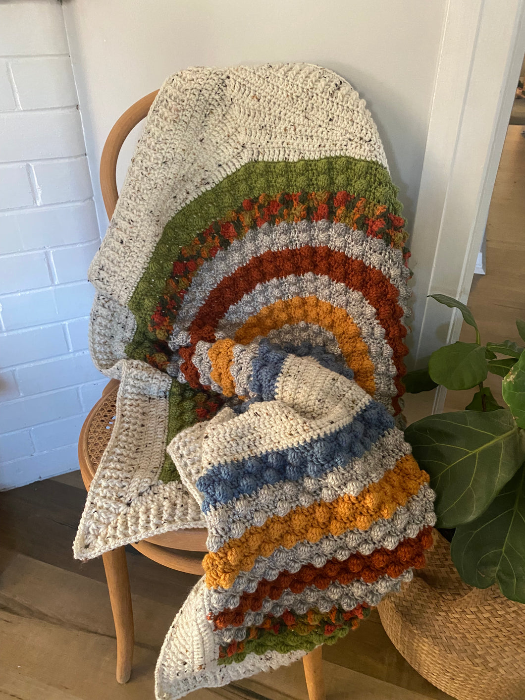 Nana Knit - Large Rainbow Bobble knit Blanket